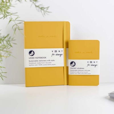 'Make a Mark' Recycled Leather Notebooks - Yellow